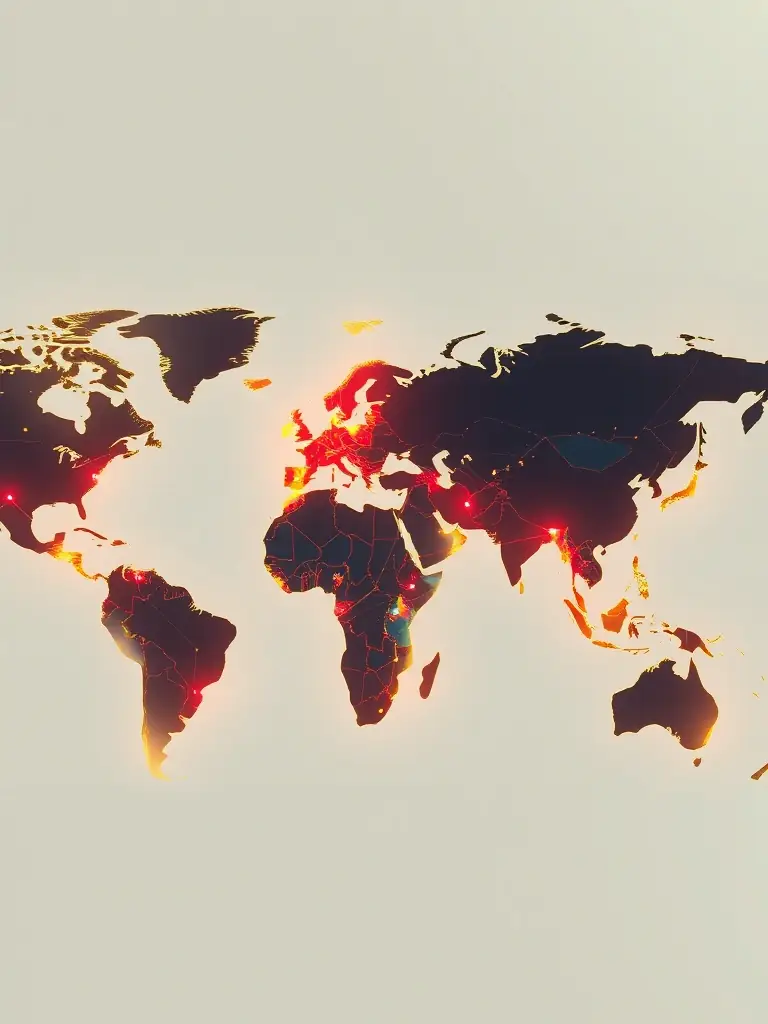 A world map highlighting key regions where Kangaroo Group operates, showcasing its global network.